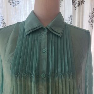 Miilla Pleated Button Blouse Turqouise Large